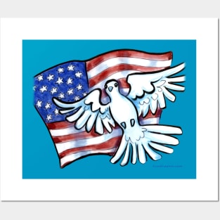 US Flag Dove Posters and Art